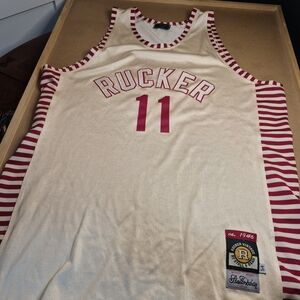 Rucker 11 Men's Sleeveless Jersey Tank - White with Red Accents